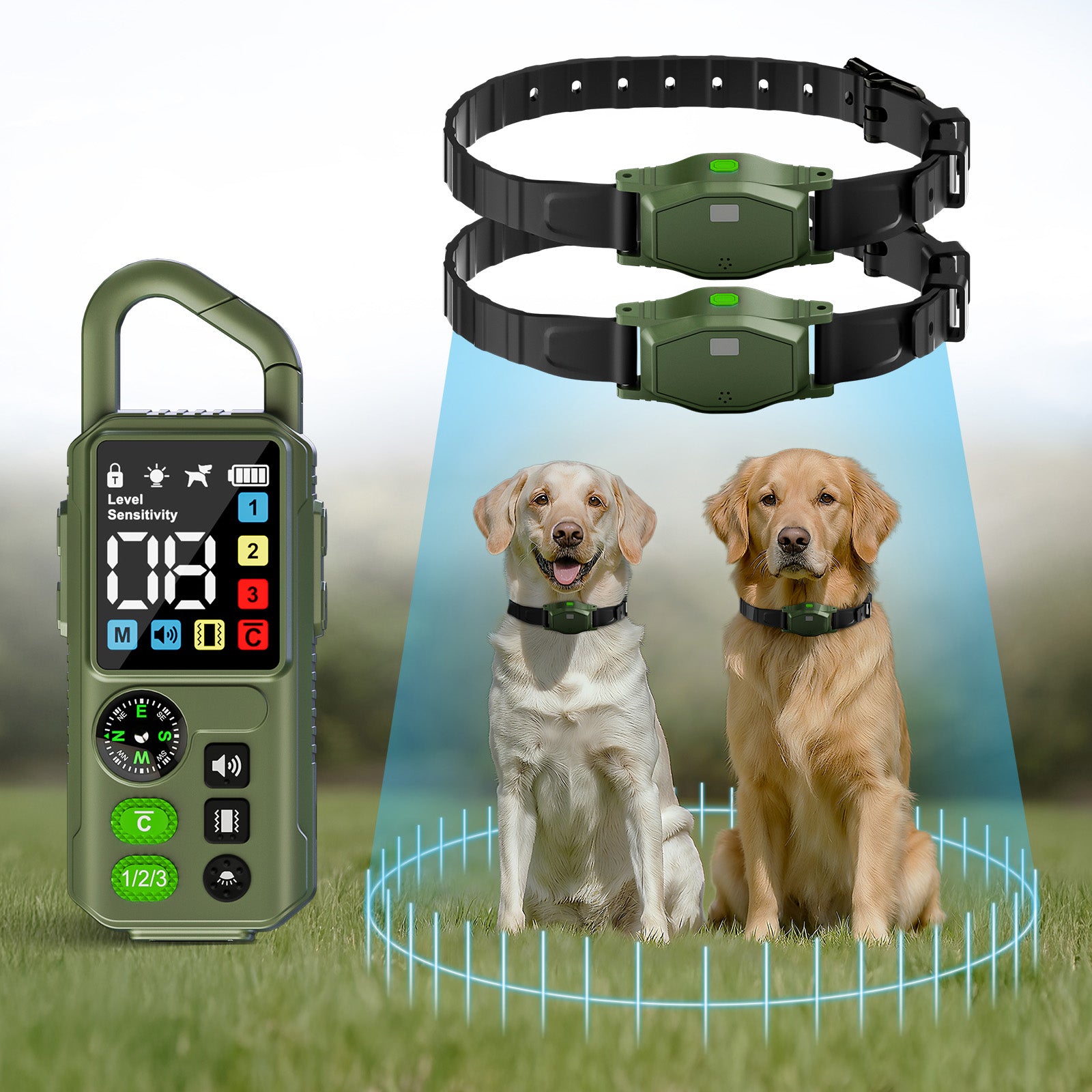 T810Pro無線狗狗圍欄和訓練項圈（綠色雙項圈）/Wireless Dog Fence & Dog Training Collar（Green 2 Collars）